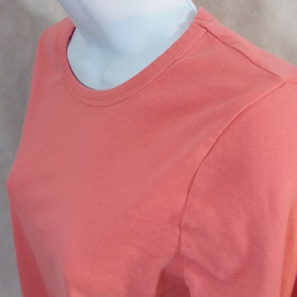 Women's Size UK 16 M&S Collection Long Sleeve Solid Salmon Pink T-Shirt - Picture 3 of 4